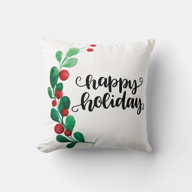 Happy Holidays Throw Kissen (Vorderseite)