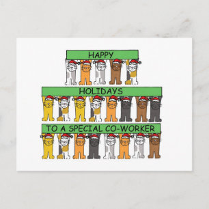 Happy Holidays to Co-worker Cartoon Katzen Feiertagspostkarte