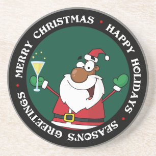 Happy Holidays Toast from Black Santa Untersetzer