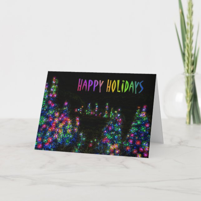 Happy Holidays Tree Lights Card Feiertagskarte (Vorderseite)