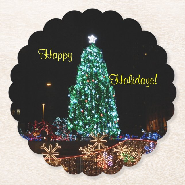 Happy Holidays Tree Untersetzer (Vorderseite)
