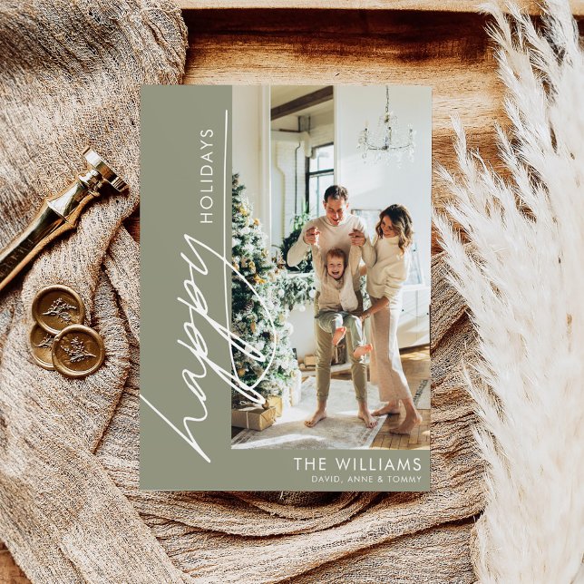 Happy Holidays Trendy Modern Foto Feiertagskarte (Von Creator hochgeladen)