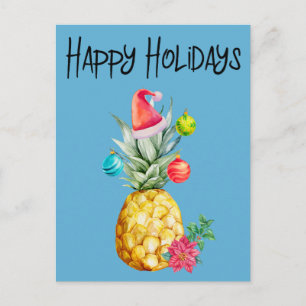 Happy Holidays Tropical Ananas Weihnachten Postkarte
