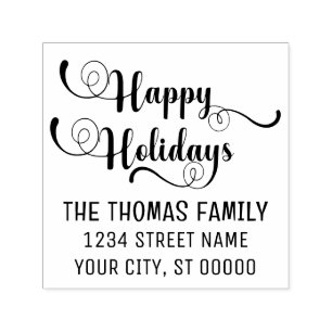 Happy Holidays Typografie #10 Name Rücksendeadress Permastempel