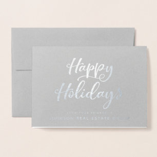 Happy Holidays Typografie   Holiday Greetings Folienkarte