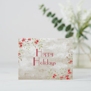 "Happy Holidays" Typografie Wasserfarbe Postkarte