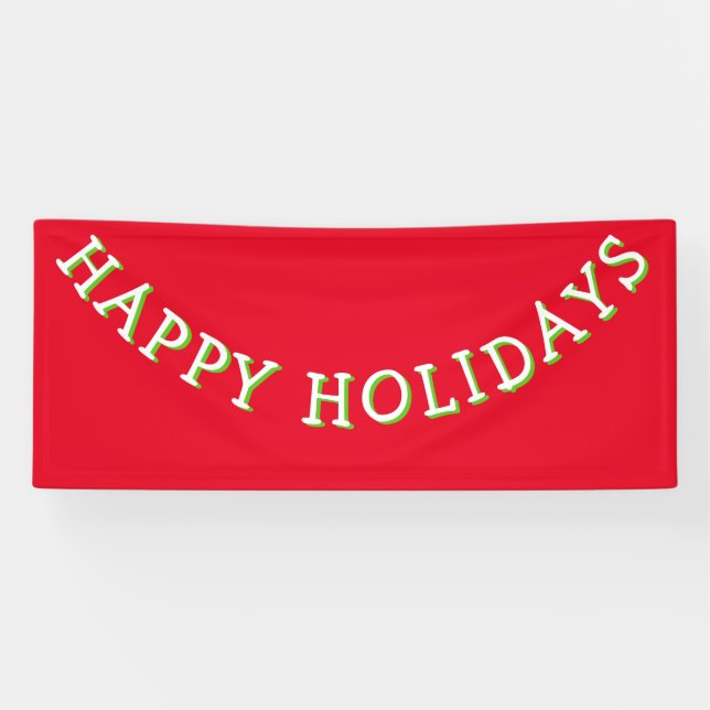 Happy Holidays typografische White Red Christmas Banner (Horizontal)