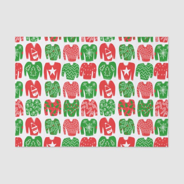 Happy Holidays Ugly Christmas Sweater Geschenk Seidenpapier (Vorderseite)