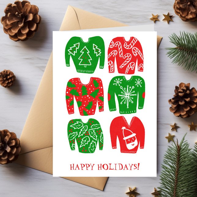 Happy Holidays Ugly Christmas Sweater Karte (Happy Holidays Ugly Christmas Sweater CUSTOM Card
)