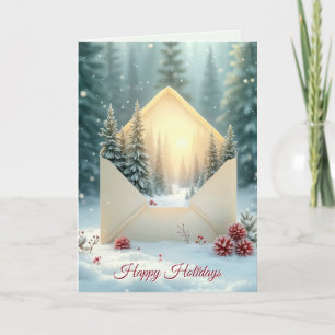 Happy Holidays Umschlag Winterwald Feiertagskarte