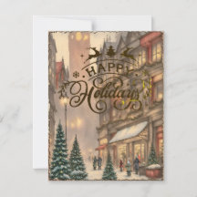 Happy Holidays Vintag Card