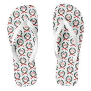 Happy Holidays Vintag Heiliger Weihnachtskranz Flip Flops