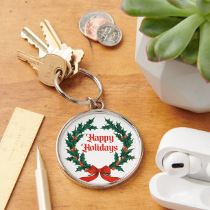 Happy Holidays Vintag Heiliger Weihnachtskranz Schlüsselanhänger