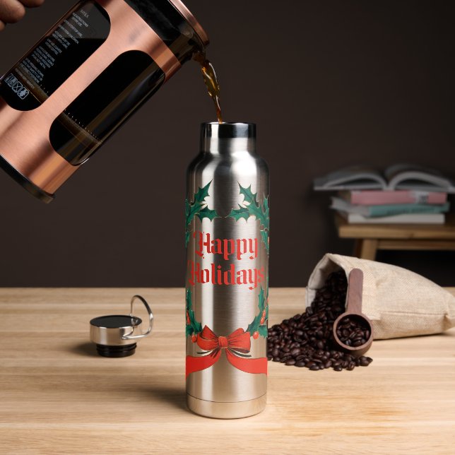 Happy Holidays Vintag Heiliger Weihnachtskranz Trinkflasche (Kaffee)
