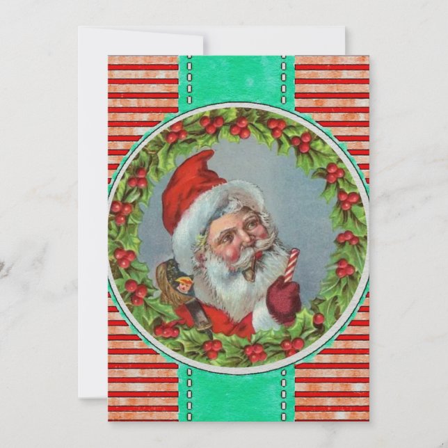 HAPPY HOLIDAYS | Vintag Santa Claus Candy Cane (Vorderseite)