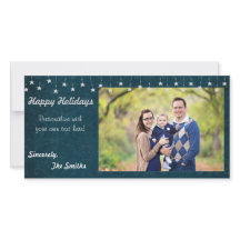 Happy Holidays Vintag Star Lights Blue 8x4