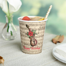 Happy Holidays Vintag Violin and Sheet Music Pappbecher
