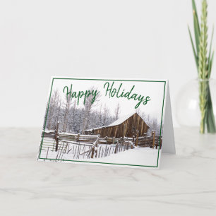 Happy Holidays Vintag Winter Snowy Barn Foto Feiertagskarte