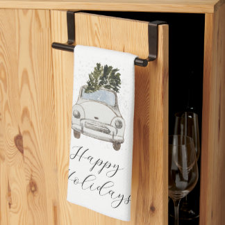 Happy Holidays Vintage Auto Geschirrtuch