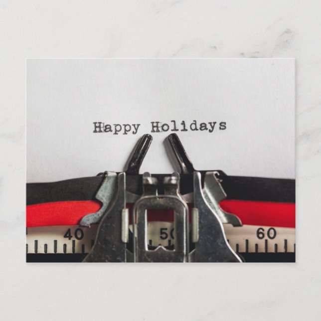 Happy Holidays Vintage Schreibmaschine Personalisi Postkarte (Vorderseite)