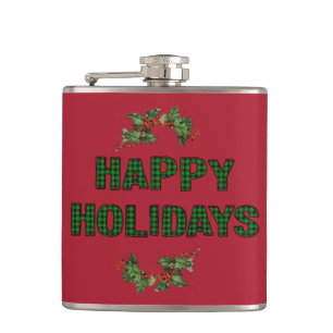 Happy Holidays Vinyl Wrapped Flask Flachmann