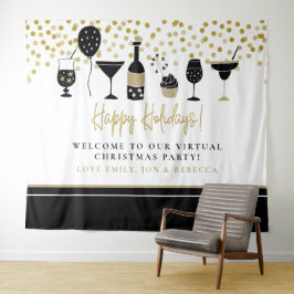 Happy Holidays Virtual Party Hintergrundnamen Wandteppich