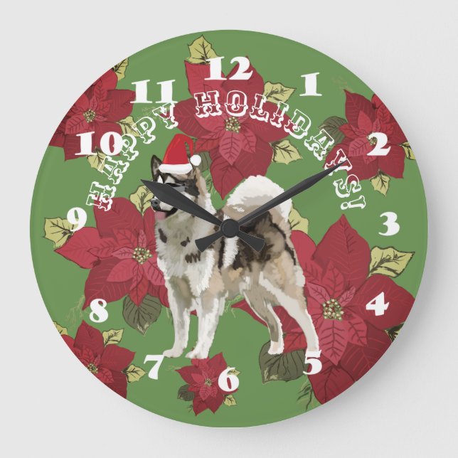 Happy Holidays Wall Clock Große Wanduhr (Vorderseite)