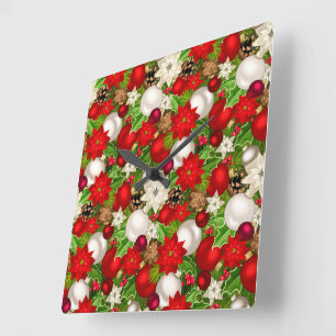Happy Holidays Wall Clock Quadratische Wanduhr