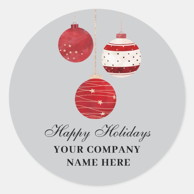 Happy Holidays Watercolor Business Runder Aufkleber (Vorderseite)
