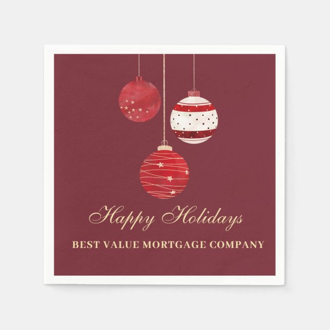 Happy Holidays Watercolor Business Serviette (Vorderseite)
