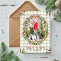 Happy Holidays Watercolor Floral Bow Family Foto