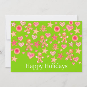 Happy Holidays watercolor gingerbread cookies Einladung