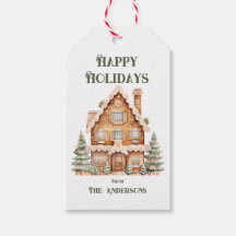 Happy Holidays Watercolor House Personalisiert