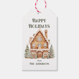 Happy Holidays Watercolor House Personalisiert Geschenkanhänger
