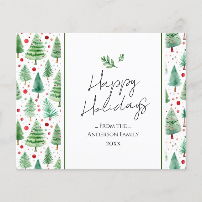 Happy Holidays Watercolor Tree (Vorderseite)