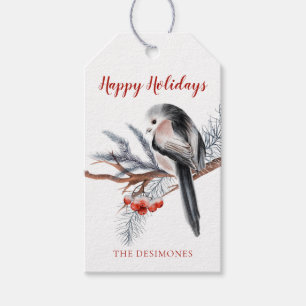Happy Holidays Watercolor Winter Bird Red Geschenkanhänger