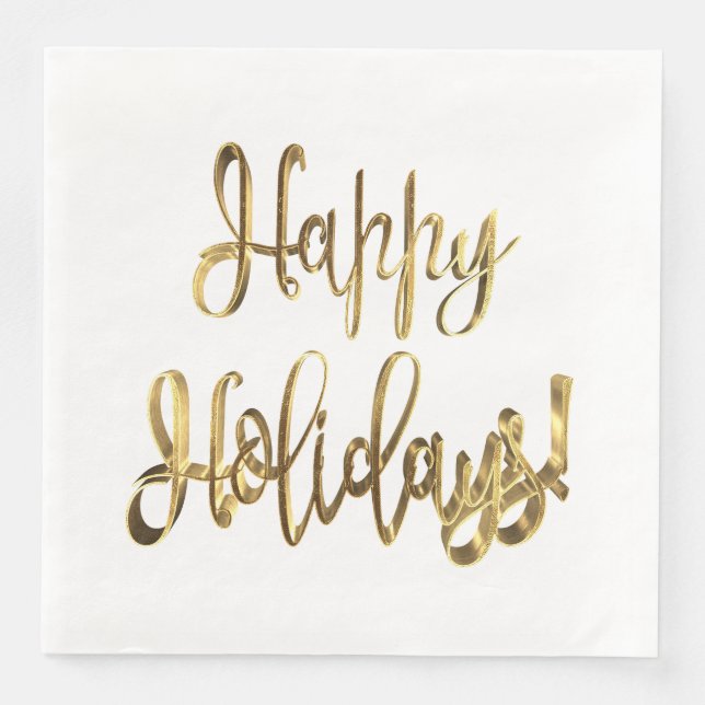 Happy Holidays Weihnachten Eleganter Chic Gold Tex Serviette (Vorderseite)