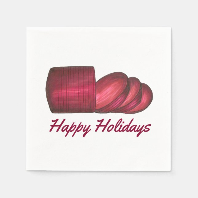 Happy Holidays Weihnachten Erntedank Cranberry Serviette (Vorderseite)