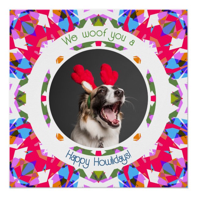 Happy Holidays Weihnachten Foto Pun Dog Vater Mum  Poster (Vorderseite)