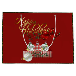 Happy Holidays Weihnachten Große Geschenktüte