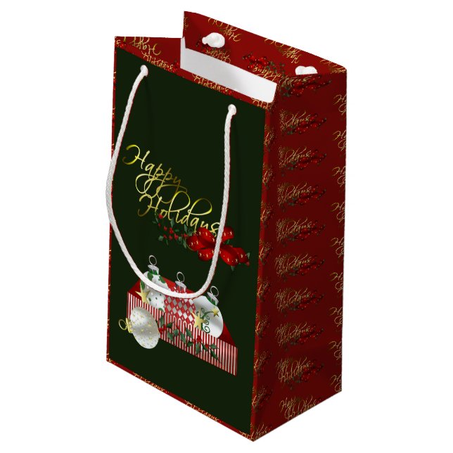 Happy Holidays Weihnachten Kleine Geschenktüte (Rückseite Schrägansicht)