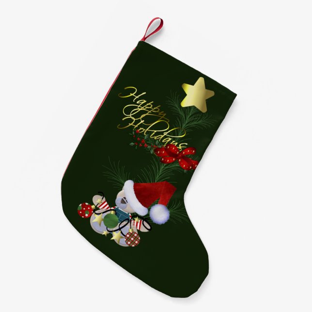 Happy Holidays Weihnachten Kleiner Weihnachtsstrumpf (Vorderansicht (hängend))