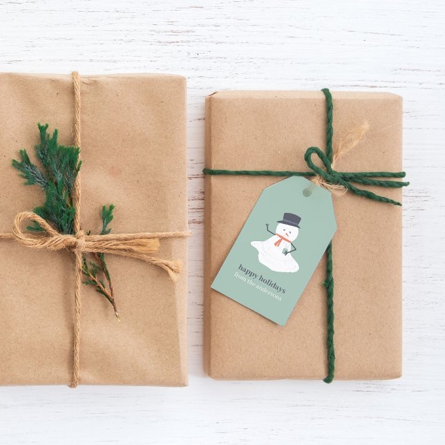 Happy Holidays Weihnachten Melting Snowman Niedlic Geschenkanhänger (Von Creator hochgeladen)