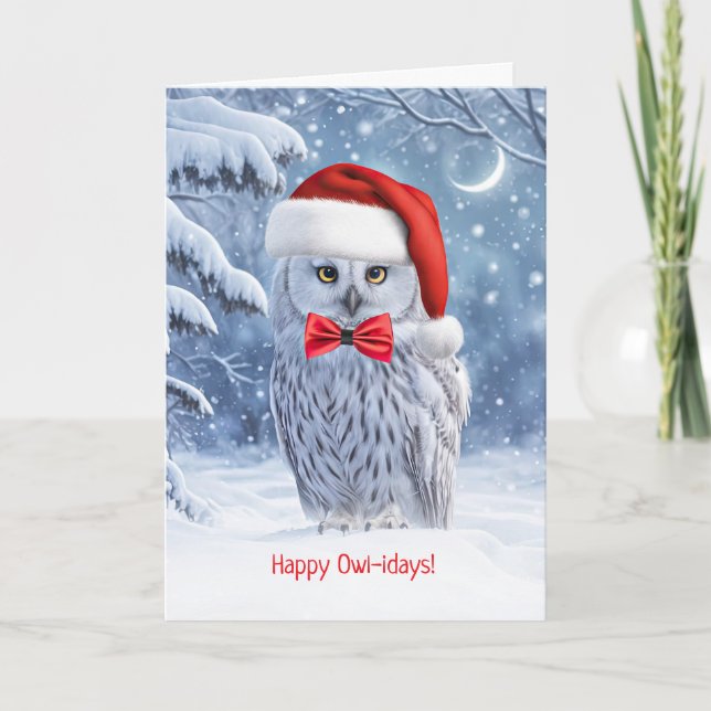 Happy Holidays Weihnachten mit Niedlichem Owl Karte (Vorderseite)