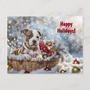 Happy Holidays Weihnachten Niedlich Pitbull Welpen