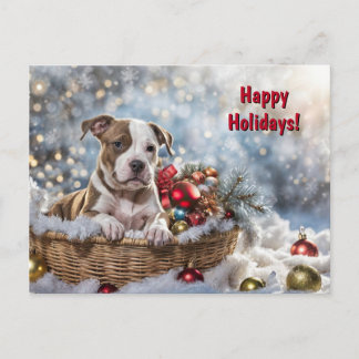 Happy Holidays Weihnachten Niedlich Pitbull Welpen
