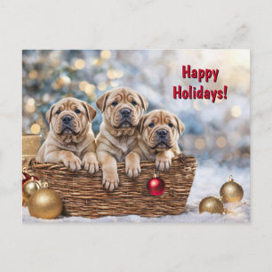 Happy Holidays Weihnachten Niedlich Shar-pei Welpe