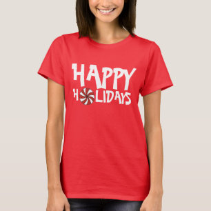 Happy Holidays Weihnachten Red Peppermint Candy Ca T-Shirt