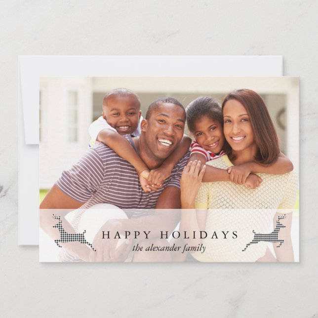 Happy Holidays Weihnachten Rustic Deer Foto Card (Vorderseite)