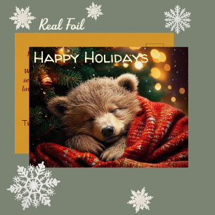Happy Holidays Weihnachten Schlummerbär Postkarte